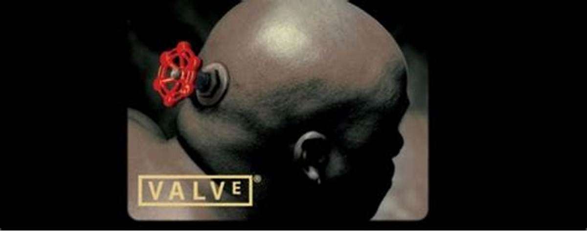 Bold man with a valve on the back of his head