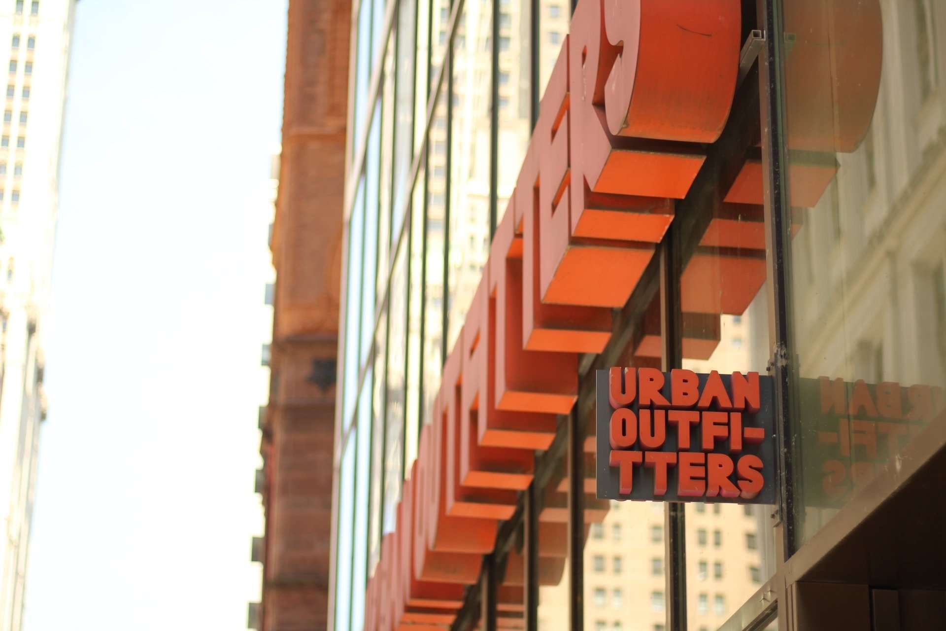 Urban Outfitters orange logo at a store