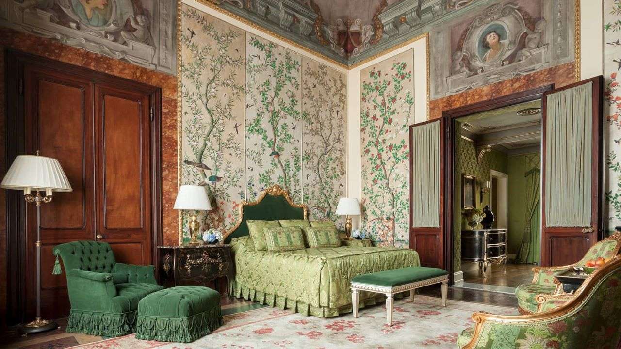 Four Seasons Hotel classic styled bedroom in Florence, Italy