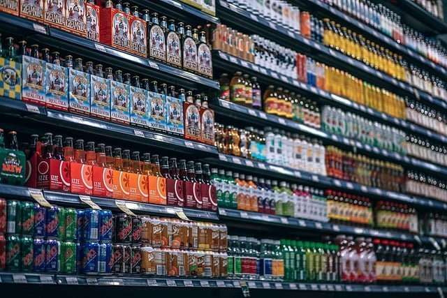 Soft drink brands in a supermarket