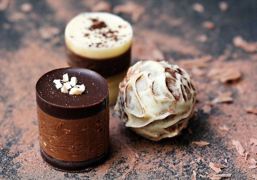 three premium chocolate bonbons
