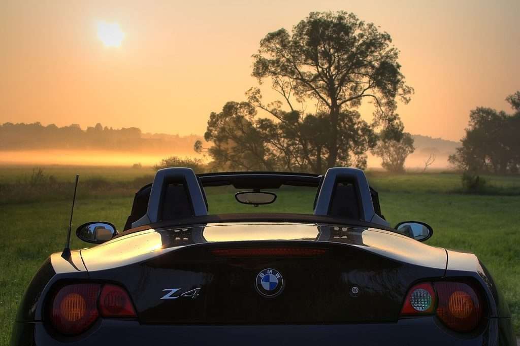 BMW Z4 cabriolet at sun set