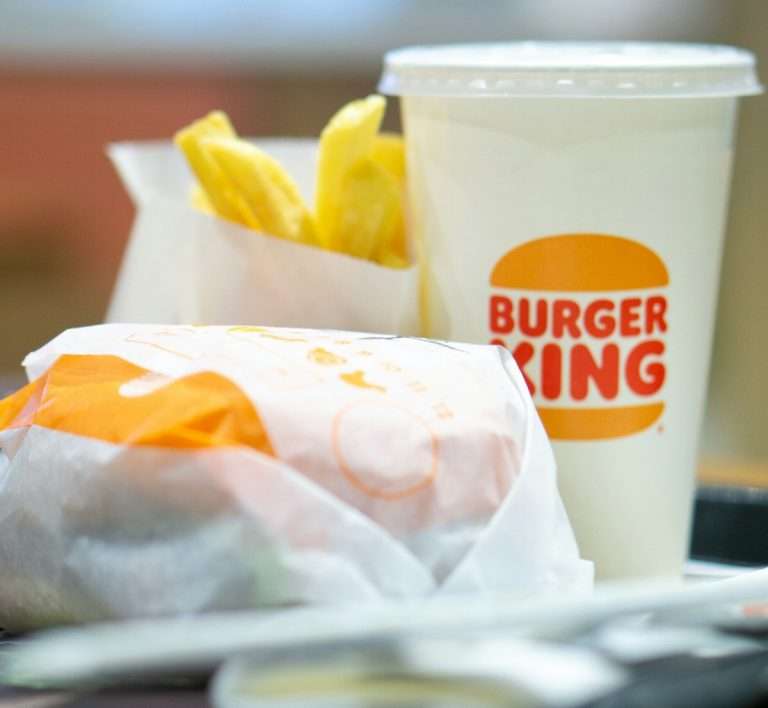 burger king menu with a cup with brand fries and burger