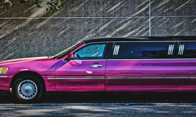 Stretch limousine in pink color