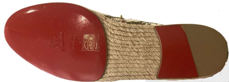 Luxury Louboutin espadrille with red soles and a jute rope