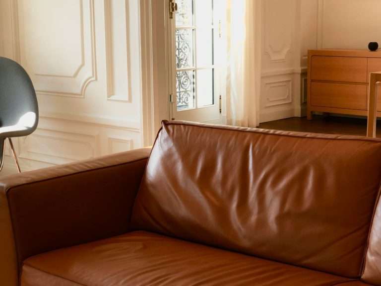 Brown sofa in living room