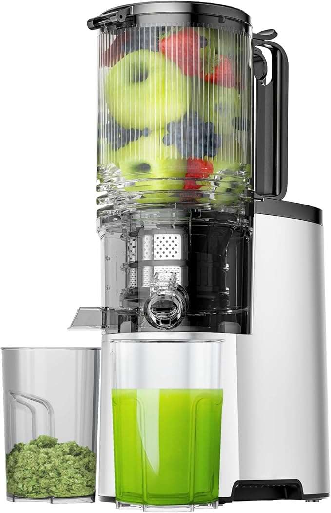 Cold Press Juicer with wide feed chute for whole fruits and vegetables