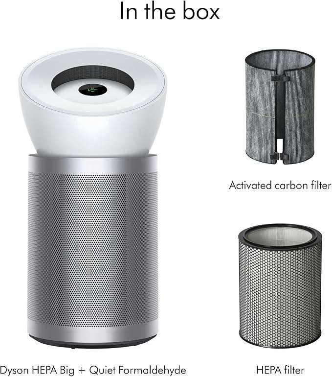 Silver and white Dyson Big+Quiet HEPA Air Purifier