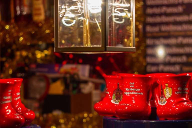 Red christmas cups in the shape of a boot
