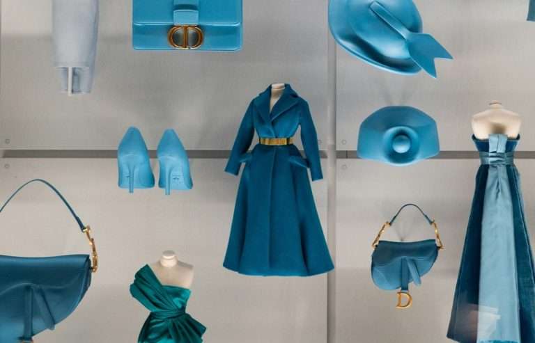 Dior blue dress, shoes, blue saddle bag, luxury fashion