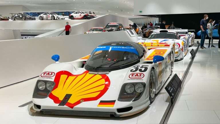 Porsche museum in Germany with many types of Porsche sports cars