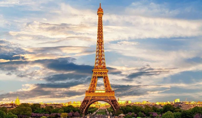Eiffel tower in Paris in late afternoon