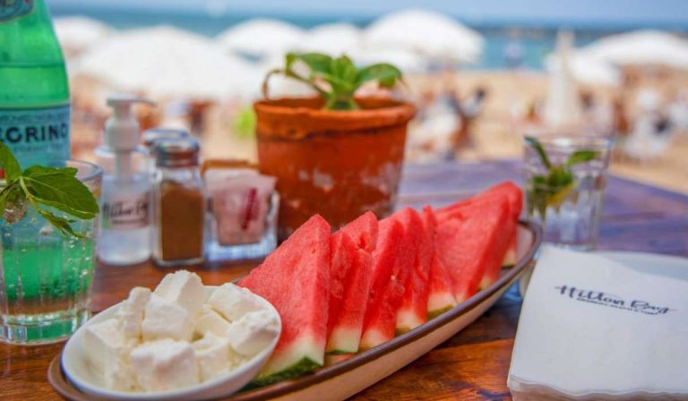 Slices of water melon on a table